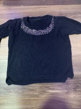 Black Women's Crystal-Embellished Crewneck Sweater